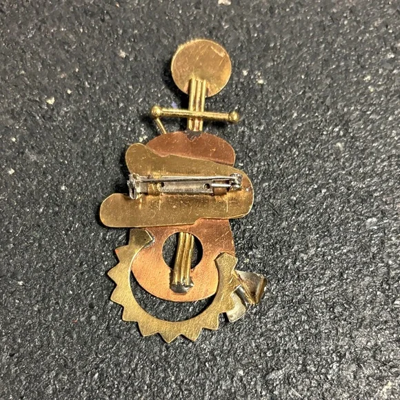 Gold and Copper Abstract Brooch - Picture 2 of 2